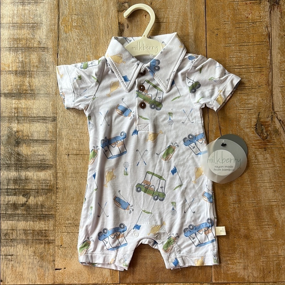NWT Milkberry Baby Golf Romper 0-3m
